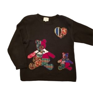 Vintage Susan Bristol Hand Embroidered Holiday Bear Sweater Women's Size Medium